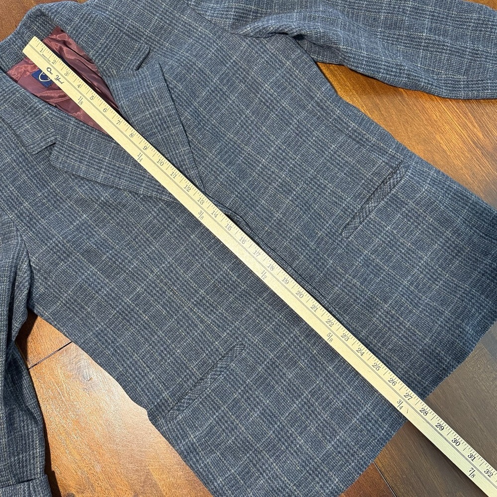 Chelsea Campbell Womens Wool Blend Blazer 8 Petite  Navy Plaid Vintage Preppy - Picture 10 of 10